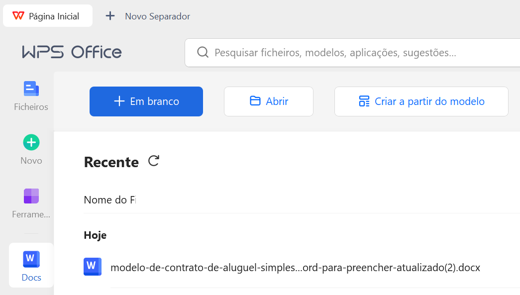 interface do Docs do WPS