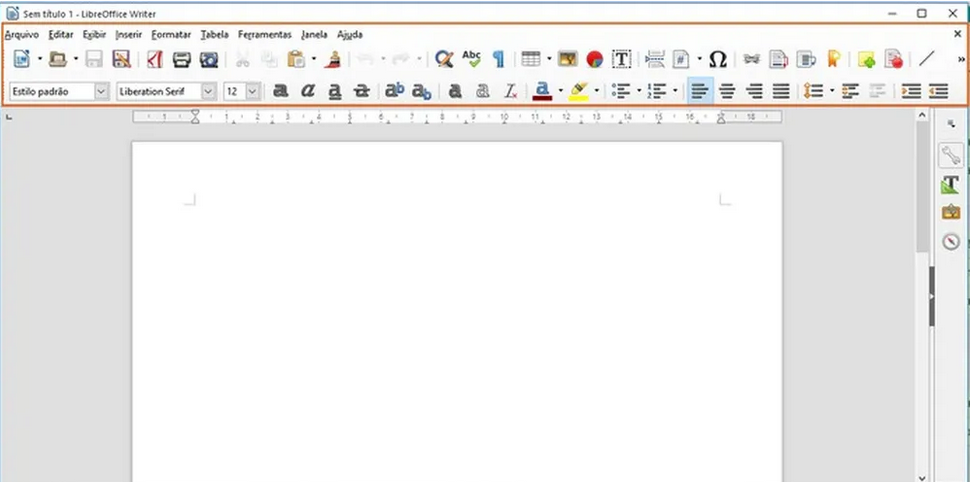 interface do LibreOffice Writes