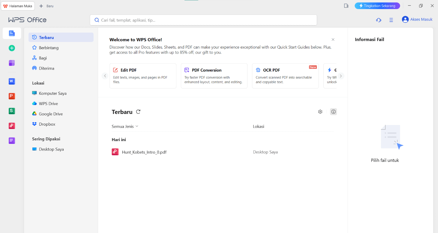 membuka salah satu alternatif wps ke kantor