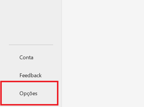 Menu de arquivo do Microsoft Word