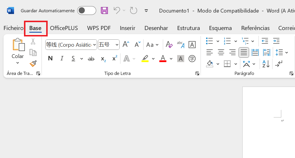 Fonte Aptos definida como padrão no Microsoft Word