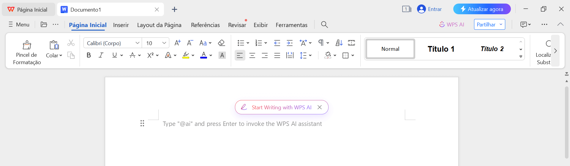 interface do WPS Writer