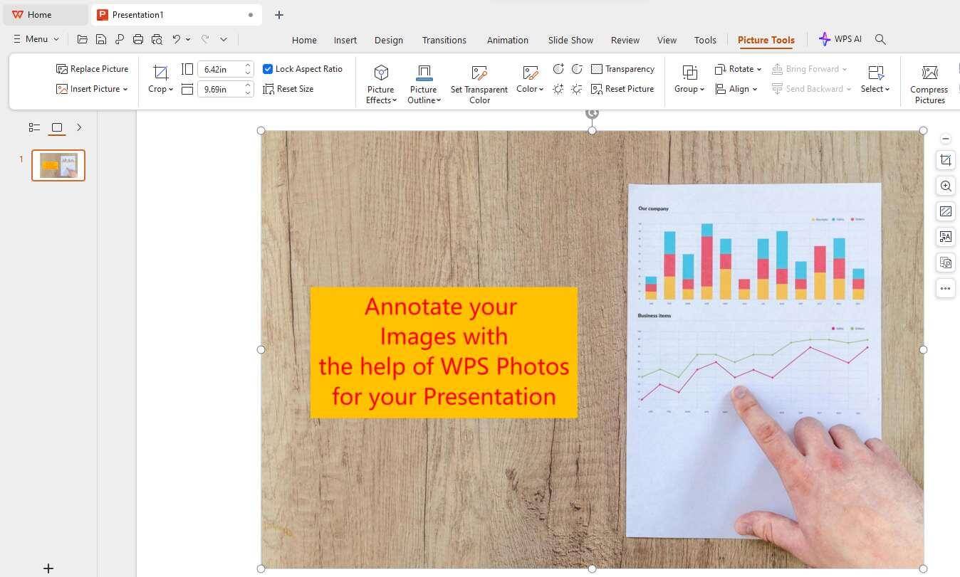 Legg til tekst til bilder i WPS-presentasjoner