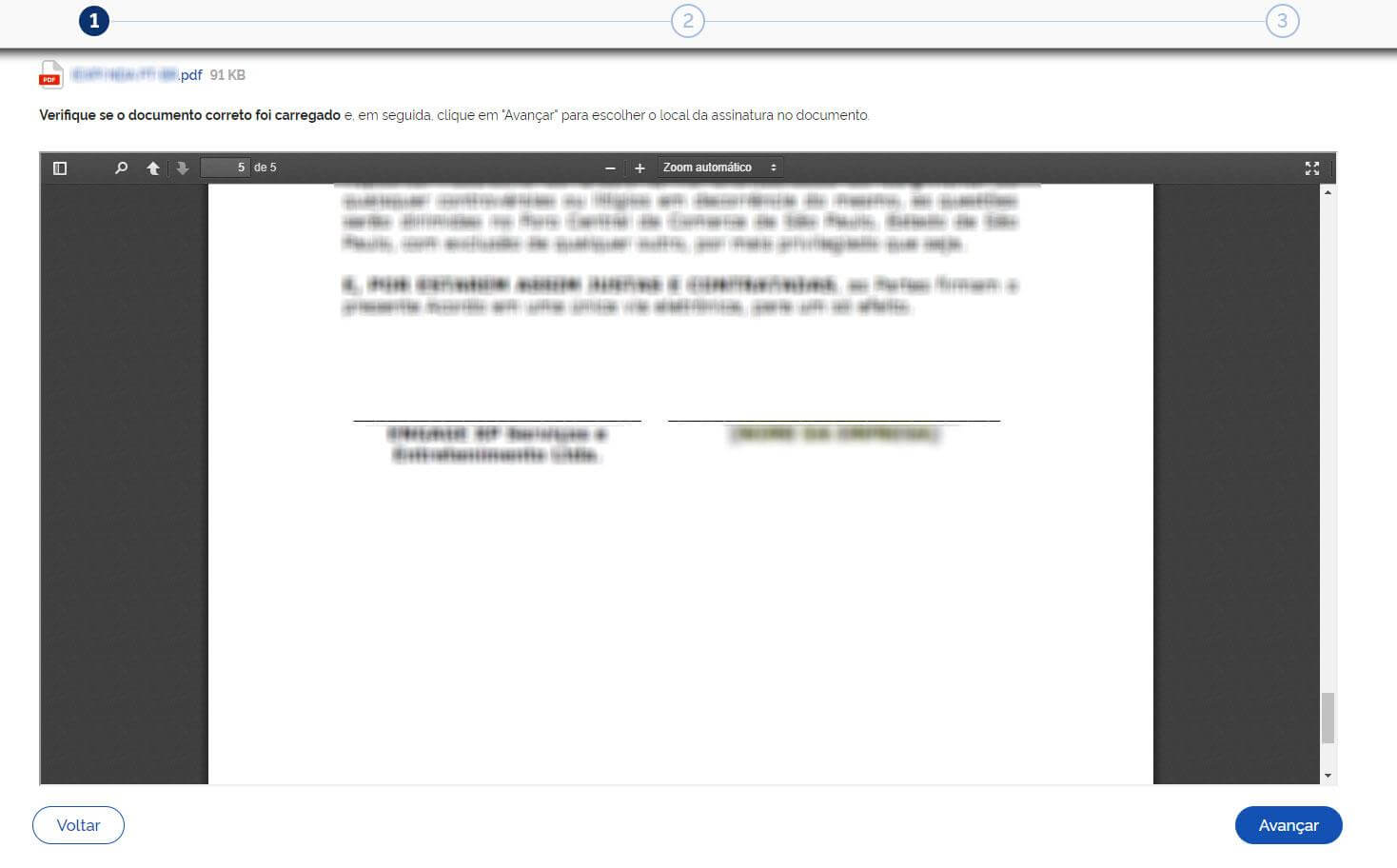 inserindo o seu documento para assinatura