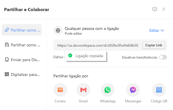 copiando o link
