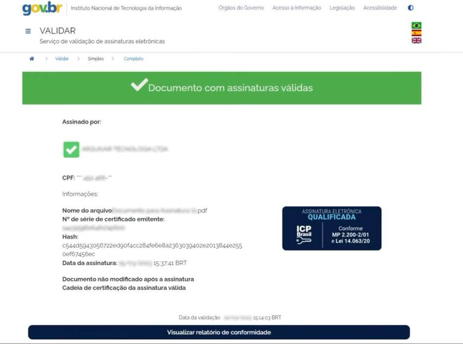 assinatura digital válida