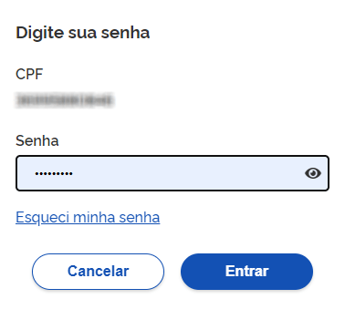 inserindo sua senha no Gov.br