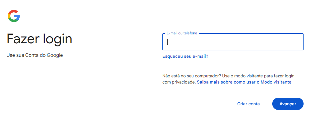 login no Google Docs