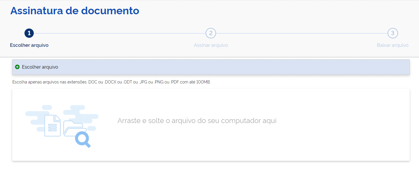 escolhendo o seu documento para assinatura