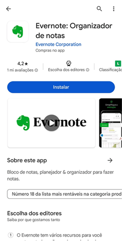 instalando o Evernote