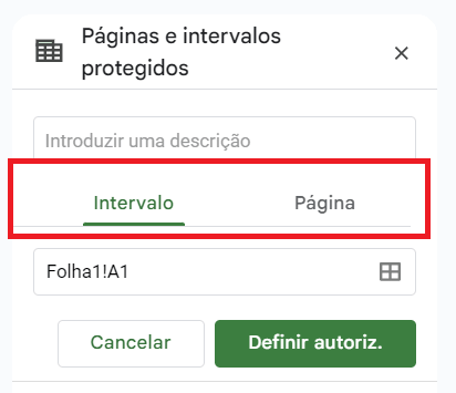 selecionar a planilha ou intervalo