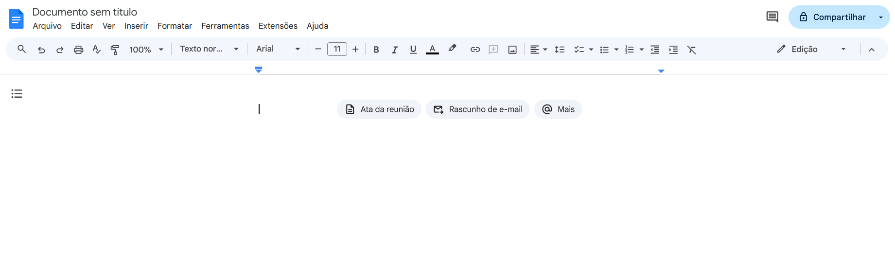 interface do Google Docs