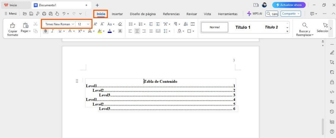 Formateo de la Tabla de Contenidos según las Normas APA en WPS Writer