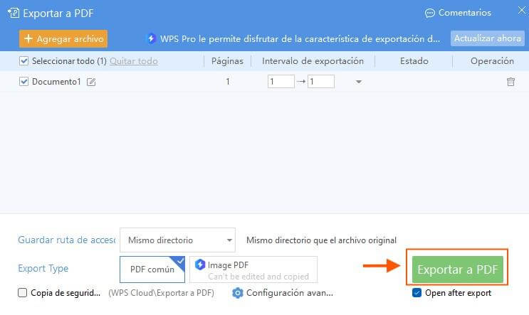 Exportar documento de ensayo a PDF