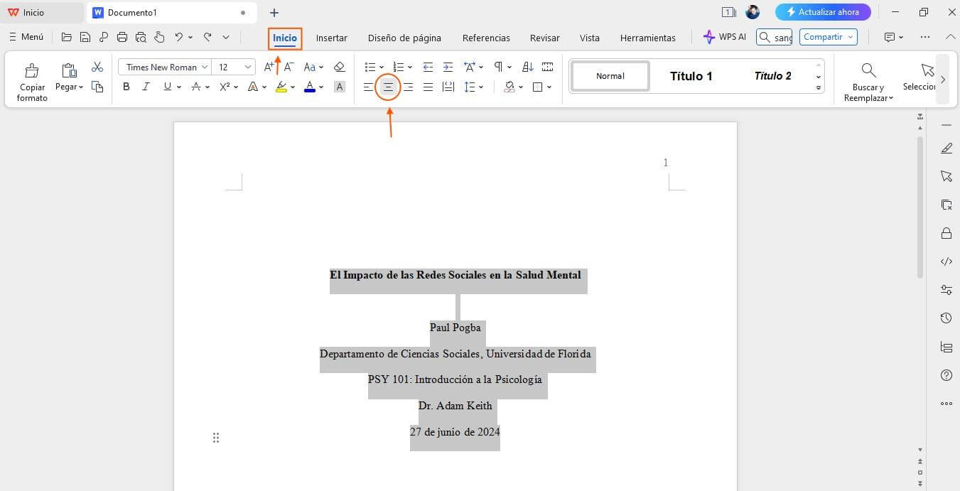 Formato de los detalles del ensayo