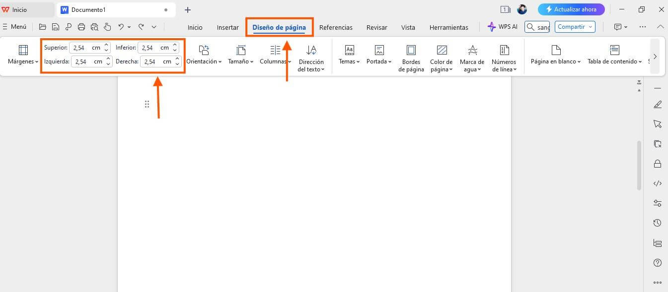 WPS Writer Márgenes de Página