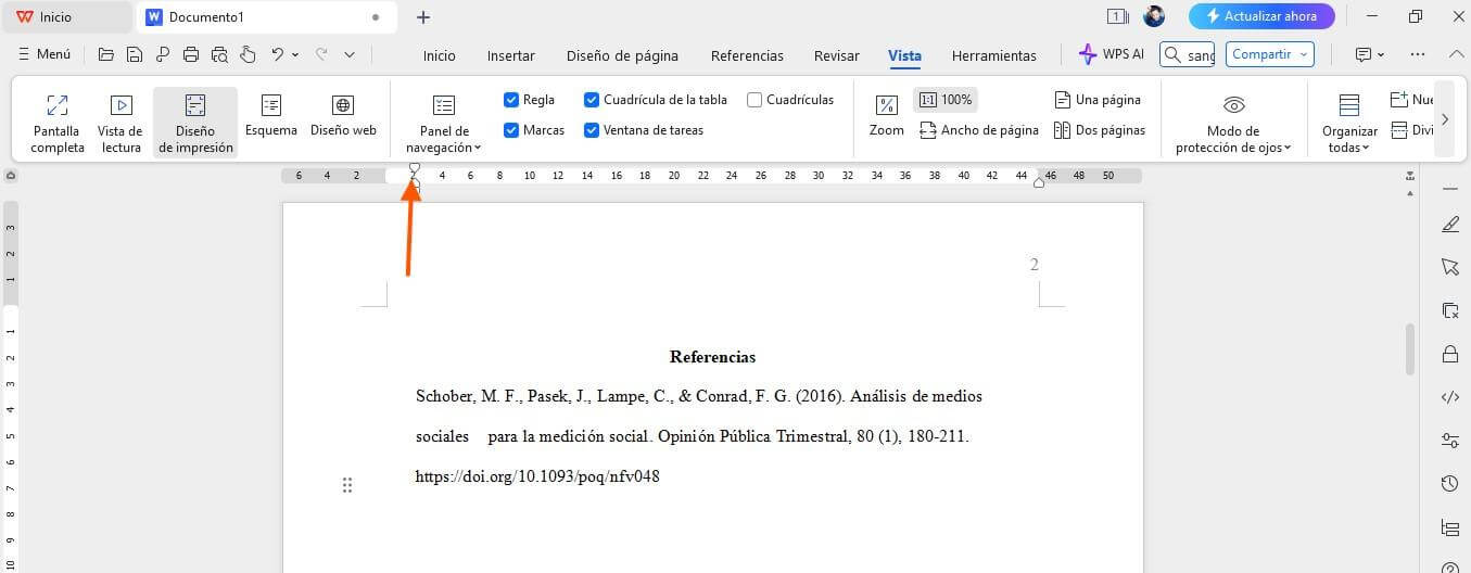 Establecer sangría francesa en WPS Writer