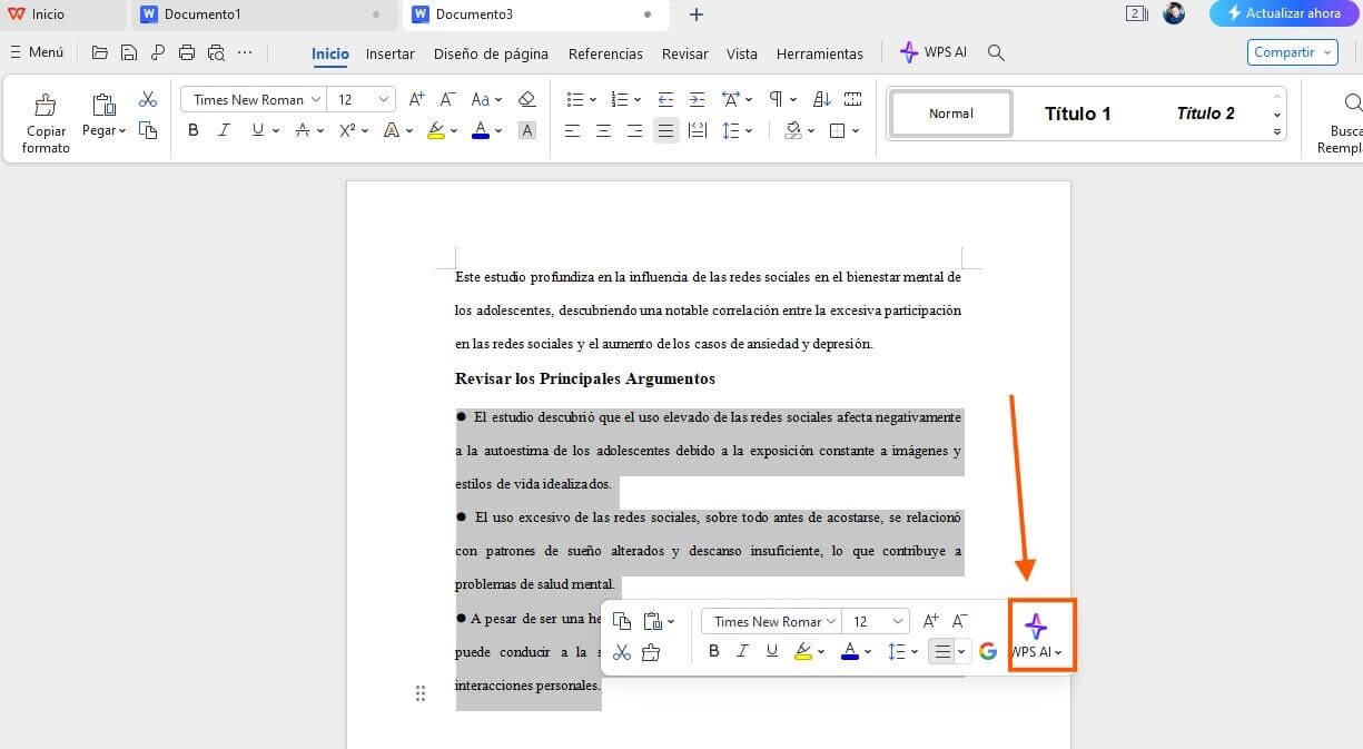 Solicite ayuda a WPS AI sobre los puntos clave