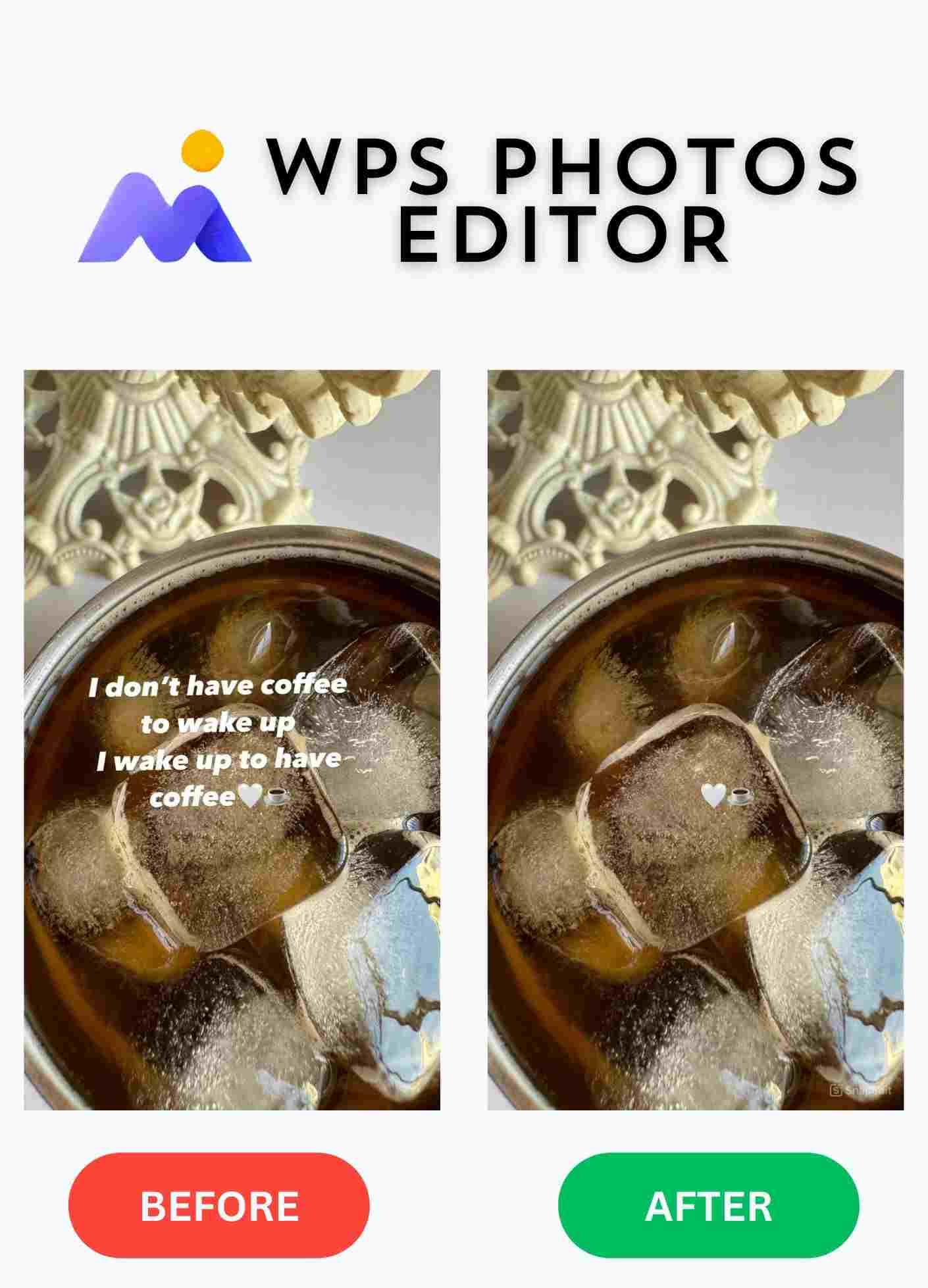 Resultados da Ferramenta de Remoção de Texto do WPS Fotos AI