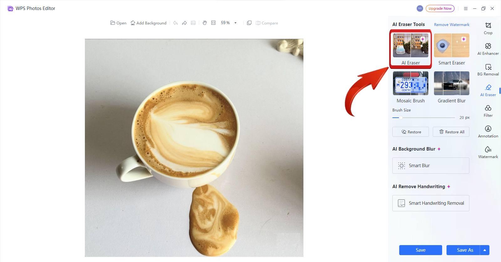Ferramenta Apagador de IA do WPS