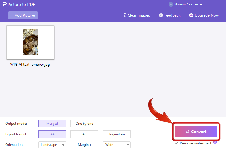 Conversor de Imagem para PDF do WPS