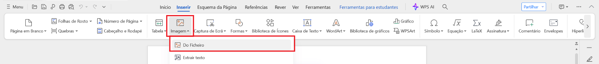 Inserir imagem no WPS Writer