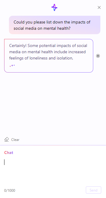 Chatbot de IA do WPS Writer