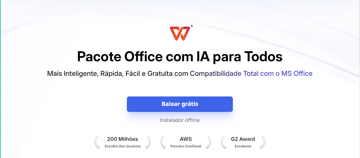 Página inicial do WPS Office