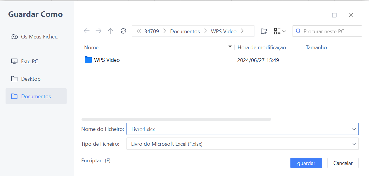 Exportando planilha WPS no formato Excel