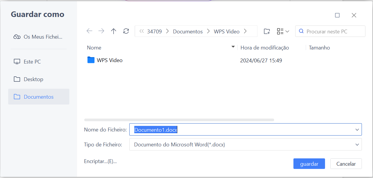 Saving a document on WPS writer