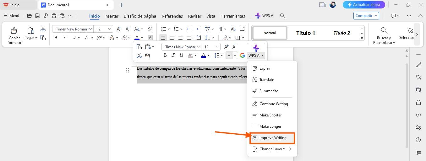 Mejorar el Enunciado de la Investigación con WPS AI