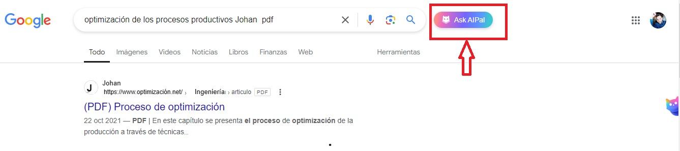 Complemento de AIPal en la Búsqueda de Google