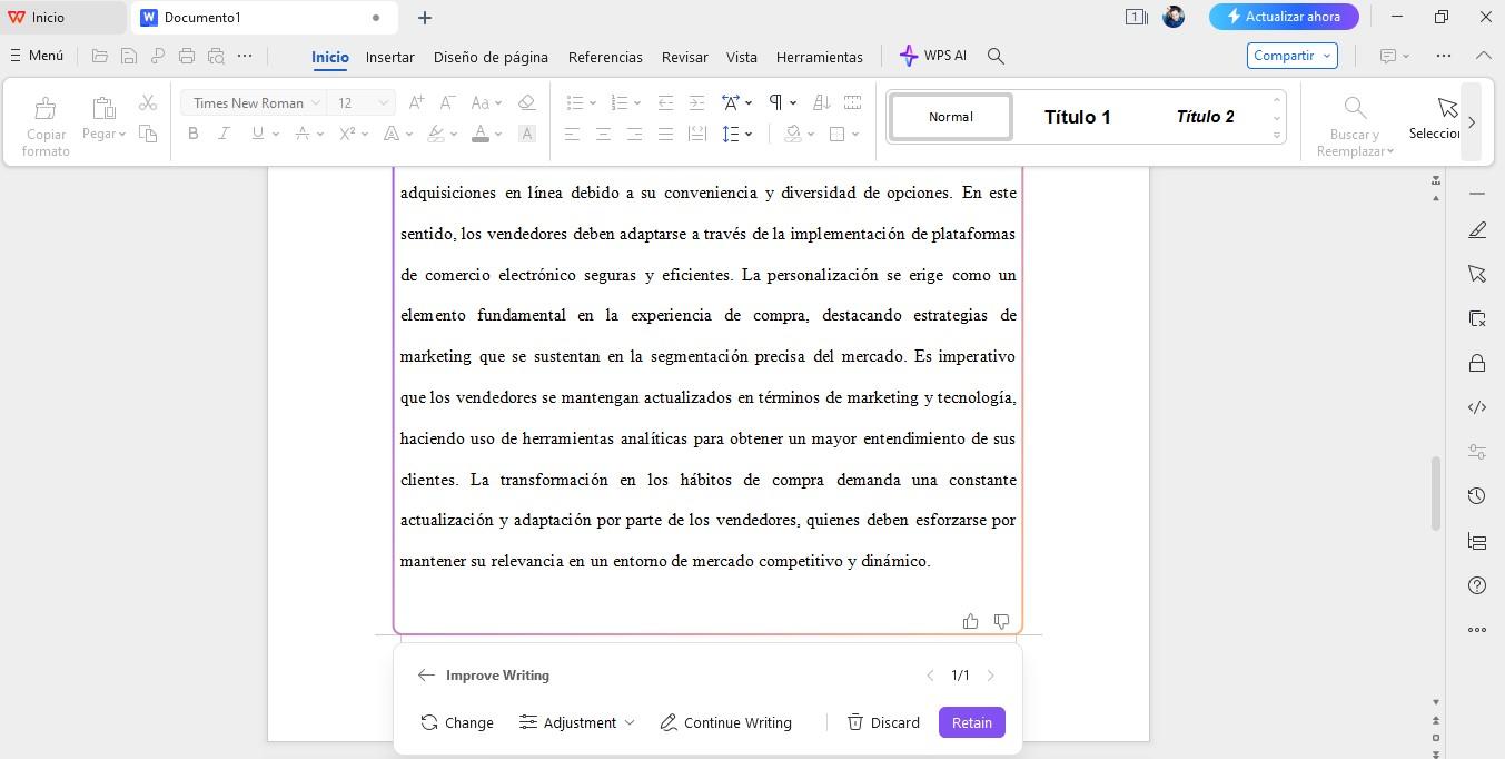 Mejore su escritura con WPS AI
