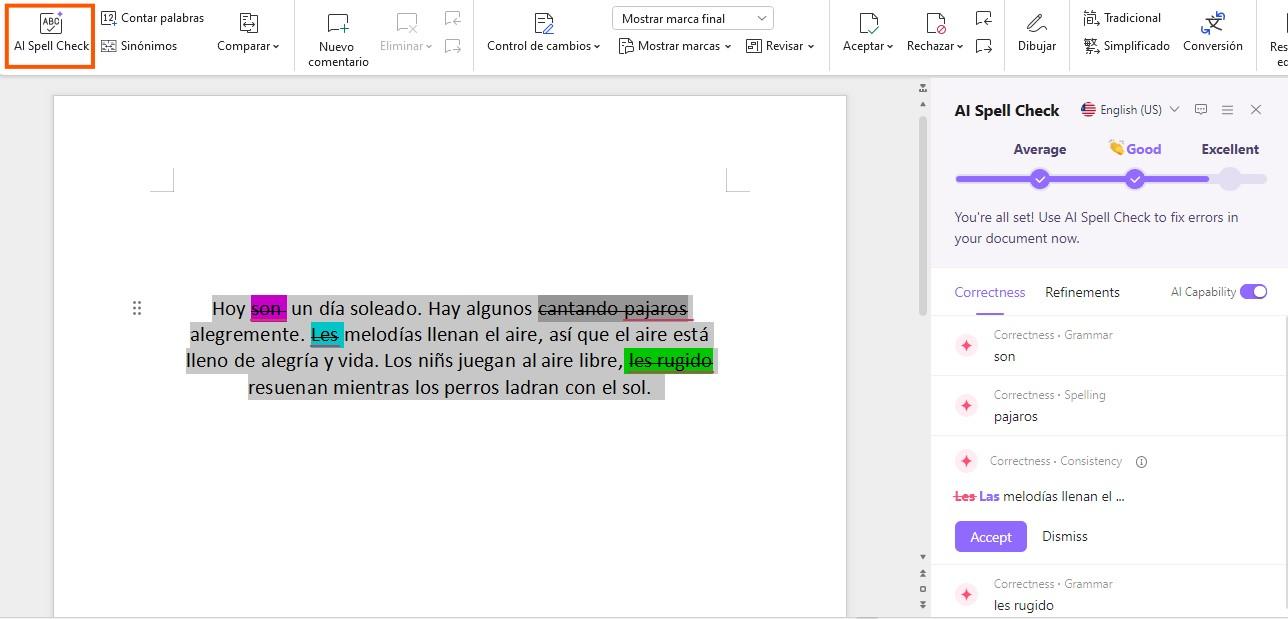 Corrector Ortográfico de WPS AI