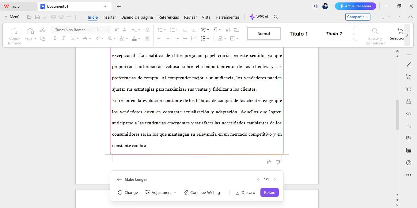 Alargar la Introducción con la ayuda de WPS AI