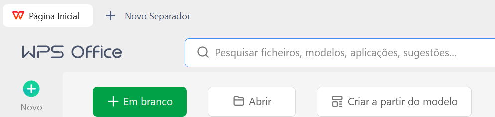 abrindo ou criando documentos no WPS Office