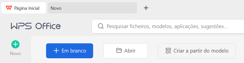 abrindo o editor de textos no WPS
