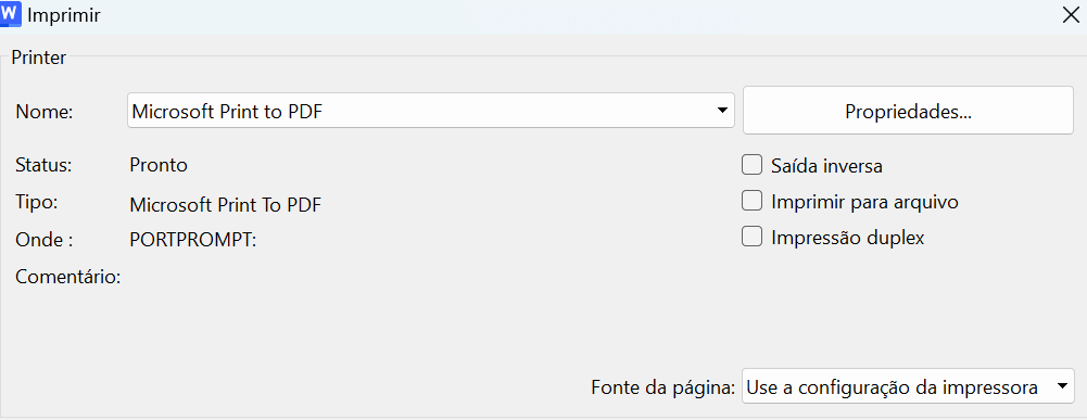 configurações de impressão no WPS