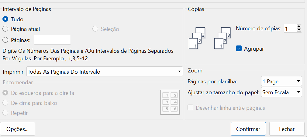 segunda parte das configurações de impressão do WPS Office