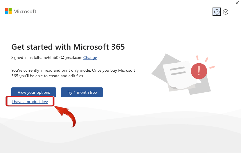 กล่องโต้ตอบการตั้งค่า Microsoft