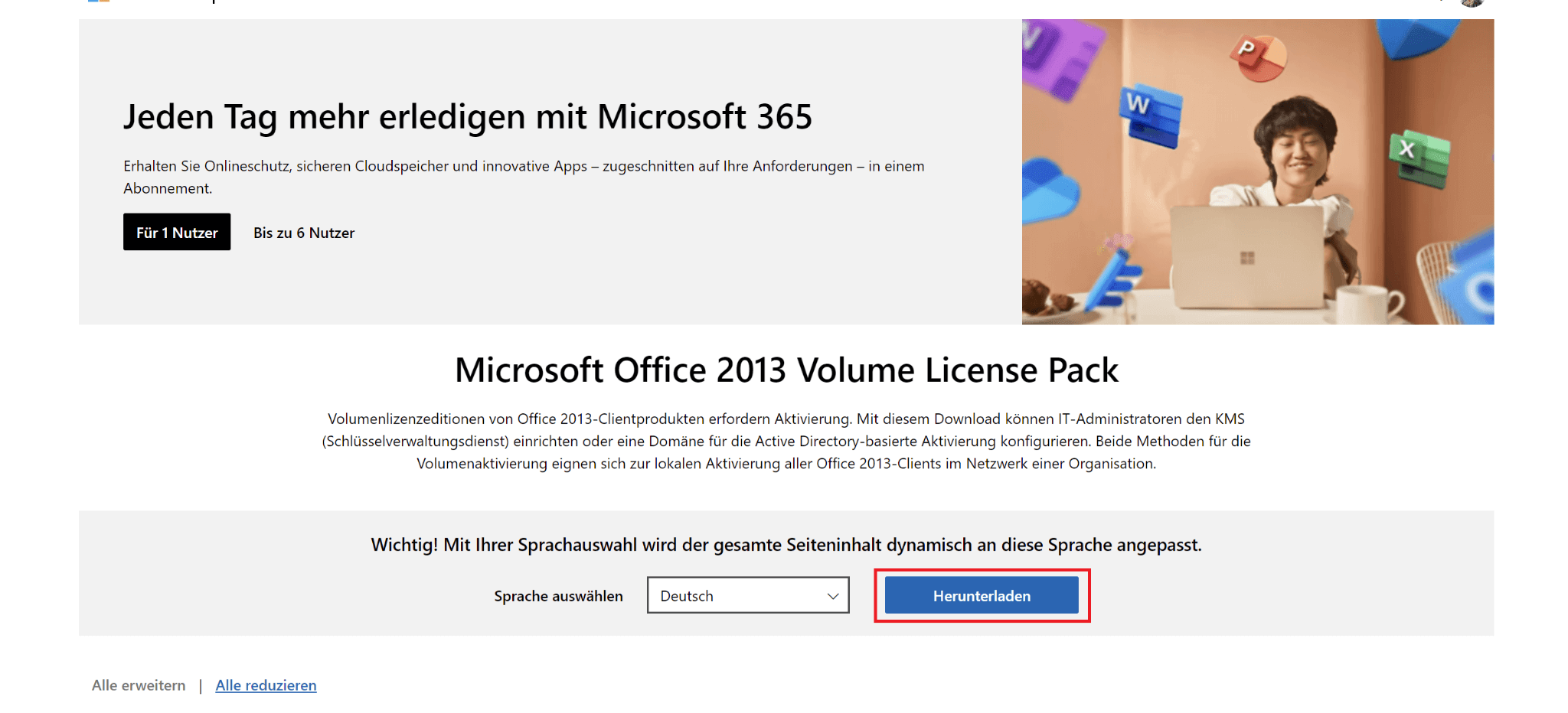 Microsoft Office Volume Lizenzpaket 2013 herunterladen