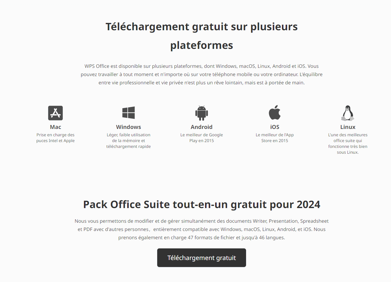 Compatibilité WPS Office