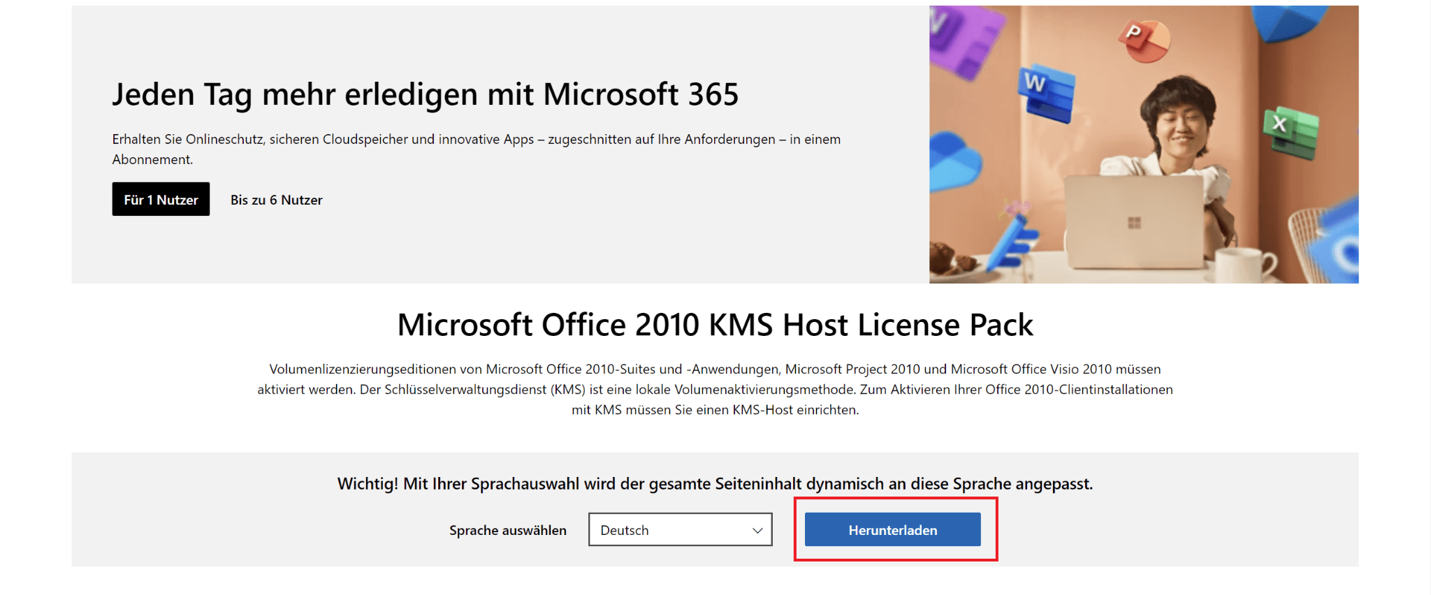 Microsoft Office Volumenlizenzpaket 2010 herunterladen