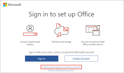 Sign in using the Microsoft account