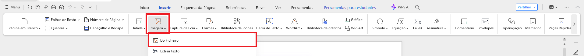 Inserir imagem de um arquivo no WPS Writer