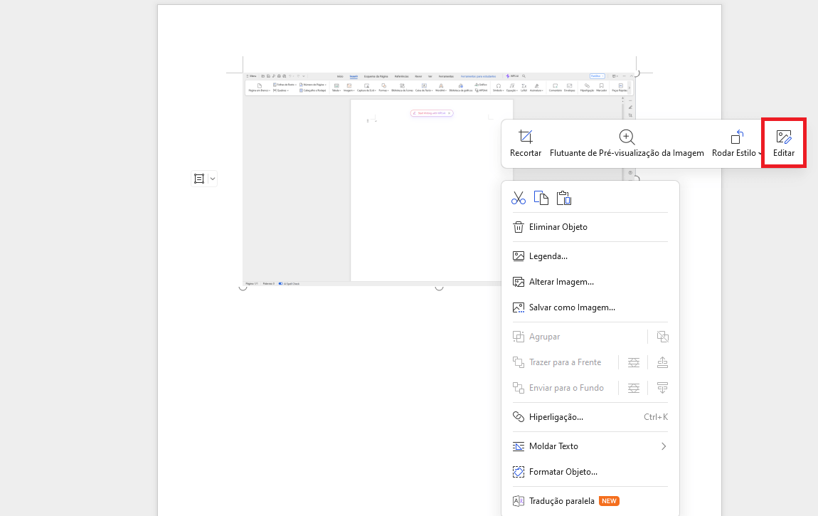 Editar Imagens no WPS Writer