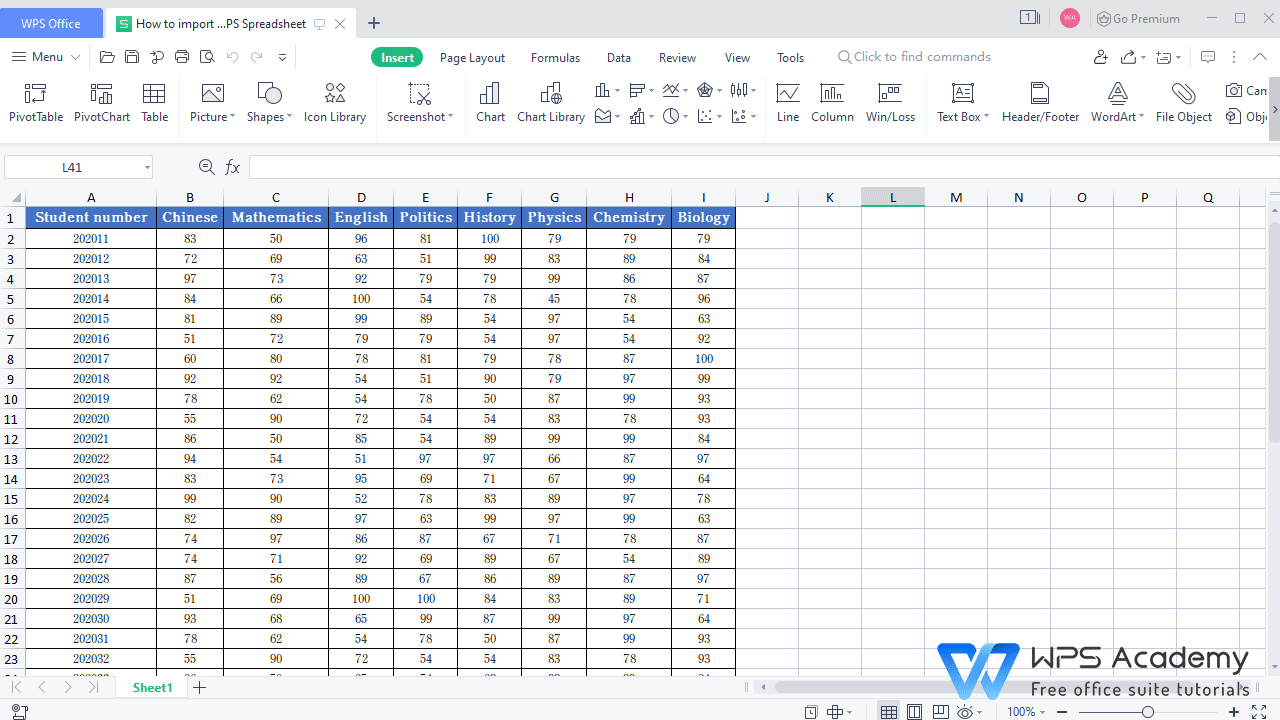 Crear inventarios con WPS Spreadsheet.