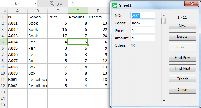 Crear bases de datos en WPS Spreadsheet.