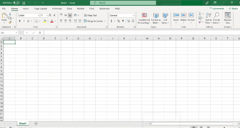 Hoja de cálculo de Excel nueva.