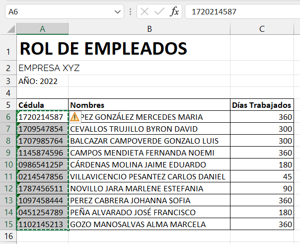 Copiar y pegar datos en Excel.